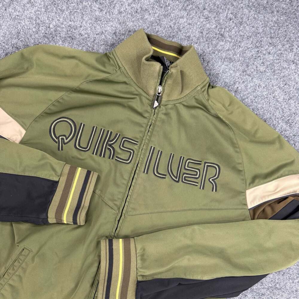 Quiksilver Vintage Olive Green Full Zip Track Jacket Size Medium